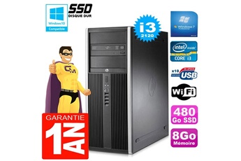 PC De Bureau HP PC Tour HP Compaq 8200 Core I3-2120 Ram 8Go Disque 480Go SSD Graveur Dvd WiFi W7