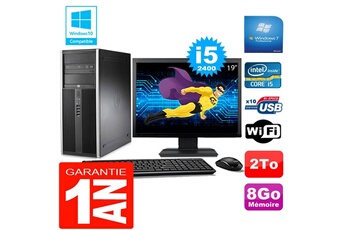 PC De Bureau HP PC Tour HP Compaq 8200 Core i5-2400 Ram 8Go Disque 2 To WiFi W7 Ecran 19"