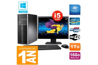 PC De Bureau HP PC Tour HP Compaq 8200 Core i5-2400 Ram 16Go Disque 1 To WiFi W7 Ecran 22"