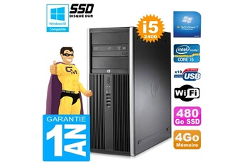 PC De Bureau HP PC Tour HP Compaq 8200 Core i5-2400 Ram 4Go Disque 480Go SSD Graveur Dvd WiFi W7