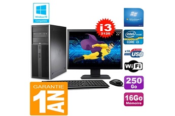 PC De Bureau HP PC Tour HP Compaq 8200 Core I3-2120 Ram 16Go Disque 250 Go WiFi W7 Ecran 22"