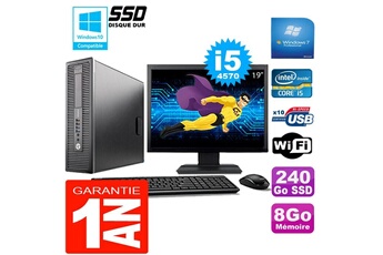 PC De Bureau HP PC HP Elitedesk 800 G1 Sff Core i5-4570 8Go Disque 240 Go SSD WiFi W7 Ecran 19"