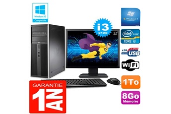 PC De Bureau HP PC Tour HP Compaq 8200 Core I3-2120 Ram 8Go Disque 1 To WiFi W7 Ecran 22"