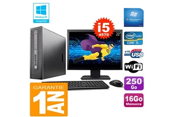 PC De Bureau HP PC HP Elitedesk 800 G1 Sff Core i5-4570 16Go Disque 250 Go WiFi W7 Ecran 22"