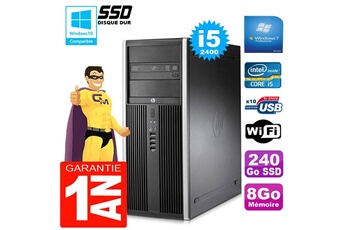 PC De Bureau HP PC Tour HP Compaq 8200 Core i5-2400 Ram 8Go Disque 240Go SSD Graveur Dvd WiFi W7