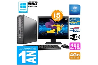 PC De Bureau HP PC HP Elitedesk 800 G1 Sff Core i5-4570 4Go Disque 480 Go SSD WiFi W7 Ecran 22"
