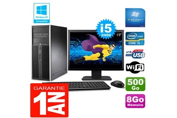 PC De Bureau HP PC Tour HP Compaq 8200 Core i5-2400 Ram 8Go Disque 500 Go WiFi W7 Ecran 19"