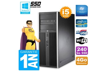 PC De Bureau HP PC Tour HP Compaq 8200 Core i5-2400 Ram 4Go Disque 240Go SSD Graveur Dvd WiFi W7