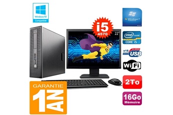 PC De Bureau HP PC HP Elitedesk 800 G1 Sff Core i5-4570 16Go Disque 2 To WiFi W7 Ecran 22"