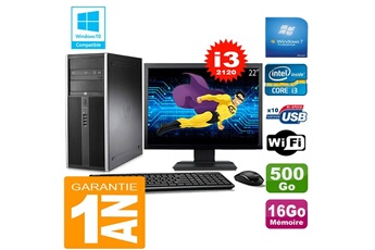 PC De Bureau HP PC Tour HP Compaq 8200 Core I3-2120 Ram 16Go Disque 500 Go WiFi W7 Ecran 22"