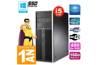 PC De Bureau HP PC Tour HP Compaq 8200 Core i5-2400 Ram 16Go Disque 480Go SSD Graveur Dvd WiFi W7