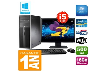 PC De Bureau HP PC Tour HP Compaq 8200 Core i5-2400 Ram 16Go Disque 500 Go WiFi W7 Ecran 22"