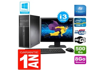 PC De Bureau HP PC Tour HP Compaq 8200 Core I3-2120 Ram 8Go Disque 500 Go WiFi W7 Ecran 19"