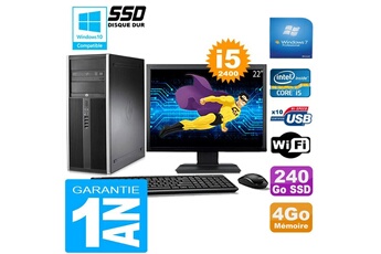 PC De Bureau HP PC Tour HP Compaq 8200 Core i5-2400 Ram 4Go Disque 240Go SSD WiFi W7 Ecran 22"