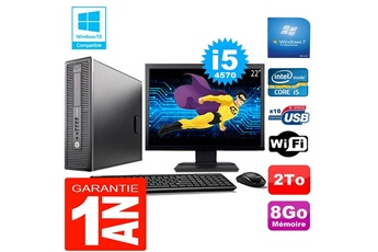 PC De Bureau HP PC HP Elitedesk 800 G1 Sff Core i5-4570 8Go Disque 2 To WiFi W7 Ecran 22"