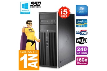 PC De Bureau HP PC Tour HP Compaq 8200 Core i5-2400 Ram 16Go Disque 240Go SSD Graveur Dvd WiFi W7