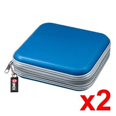 2PCS Pochette CD transport Rangement zippée antichoc 40 CD DVD bleu