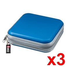 3PCS Classeur Rangement Boîte pochette CD transport Rangement zippée antichoc 40 CD DVD bleu