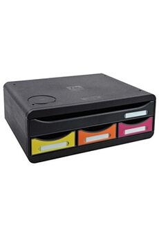 lampe de lecture exacompta 319798qid toolbox mini caisson individuel à 4 tiroirs qi iderama noir/arlequin