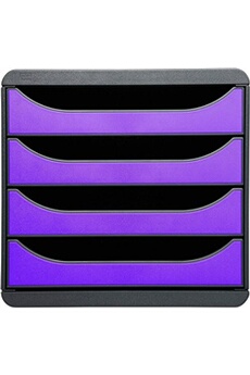 commode exacompta 310720d punchy module rangement 4 tiroirs gris/violet