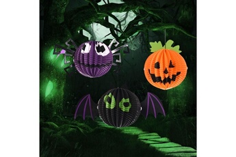 Accessoire de déguisement Wewoo 3 pcs / set creative drôle halloween citrouilles chauves-souris araignée pendentif papier décoration et props horreur