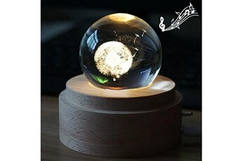 Boite à musique Wewoo Boîte à musique 3d mot gravure cristal ball pissenlit motif électronique pivotant musical cadeau d'anniversaire home decor avec