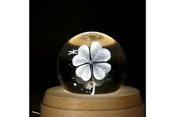 Boite à musique Wewoo Boîte à musique 3d mot gravure cristal balle trèfle motif électronique pivotant musical d'anniversaire cadeau décor à la maison sans