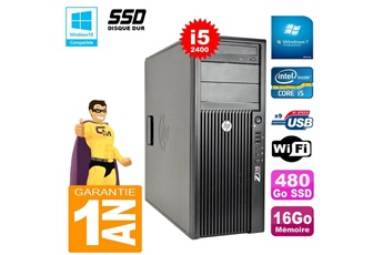 Pc De Bureau Hp Pc Tour Hp Workstation Z210 I5-2400 Ram 16Go Disque 480Go Ssd Graveur Dvd Wifi W7