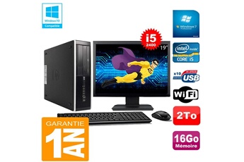 PC De Bureau HP PC HP Compaq Pro 6300 Sff i5-2400 16Go 2To Graveur Dvd WiFi W7 Ecran 19"