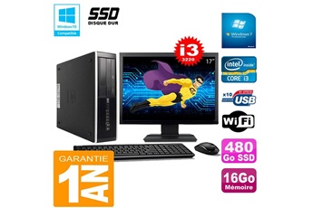 PC De Bureau HP PC HP Compaq Pro 6300 Sff I3-3220 16Go 480Go SSD Graveur Dvd WiFi W7 Ecran 17"