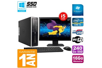 PC De Bureau HP PC HP Compaq Pro 6300 Sff i5-2400 16Go 240Go SSD Graveur Dvd WiFi W7 Ecran 19"