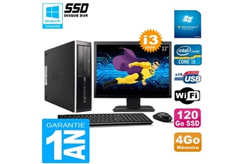 PC De Bureau HP PC HP Compaq Pro 6300 Sff I3-3220 4Go 120Go SSD Graveur Dvd WiFi W7 Ecran 22"