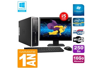 PC De Bureau HP PC HP Compaq Pro 6300 Sff i5-2400 16Go 250Go Graveur Dvd WiFi W7 Ecran 22"