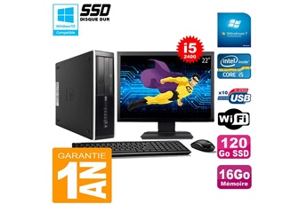PC De Bureau HP PC HP Compaq Pro 6300 Sff i5-2400 16Go 120Go SSD Graveur Dvd WiFi W7 Ecran 22"