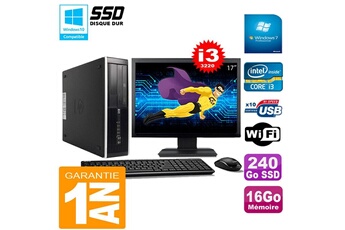 PC De Bureau HP PC HP Compaq Pro 6300 Sff I3-3220 16Go 240Go SSD Graveur Dvd WiFi W7 Ecran 17"