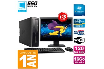 PC De Bureau HP PC HP Compaq Pro 6300 Sff I3-3220 16Go 120Go SSD Graveur Dvd WiFi W7 Ecran 22"