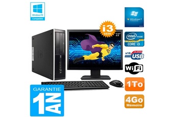 Pc De Bureau Hp Pc Hp Compaq Pro 6300 Sff I3-3220 4Go 1To Graveur Dvd Wifi W7 Ecran 22"