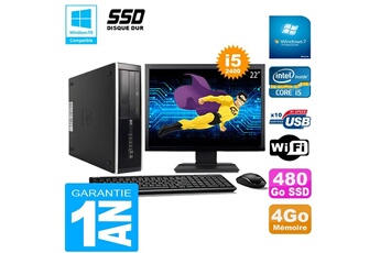 PC De Bureau HP PC HP Compaq Pro 6300 Sff i5-2400 4Go 480Go SSD Graveur Dvd WiFi W7 Ecran 22"