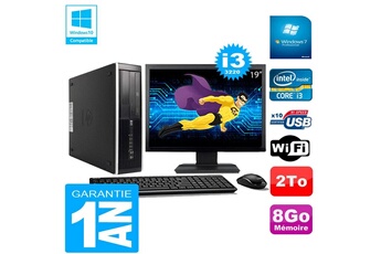 PC De Bureau HP PC HP Compaq Pro 6300 Sff I3-3220 8Go 2To Graveur Dvd WiFi W7 Ecran 19"