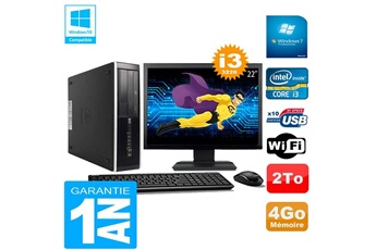PC De Bureau HP PC HP Compaq Pro 6300 Sff I3-3220 4Go 2To Graveur Dvd WiFi W7 Ecran 22"
