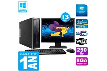 Pc De Bureau Hp Pc Hp Compaq Pro 6300 Sff I3-3220 8Go 250Go Graveur Dvd Wifi W7 Ecran 22"