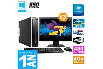 PC De Bureau HP PC HP Compaq Pro 6300 Sff I3-3220 4Go 480Go SSD Graveur Dvd WiFi W7 Ecran 19"