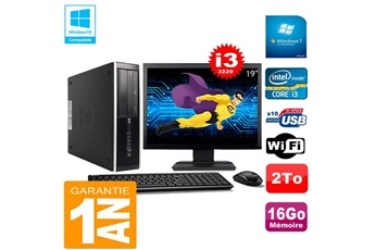 PC De Bureau HP PC HP Compaq Pro 6300 Sff I3-3220 16Go 2To Graveur Dvd WiFi W7 Ecran 19"