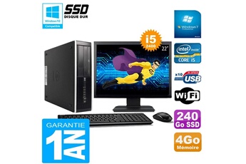 PC De Bureau HP PC HP Compaq Pro 6300 Sff i5-2400 4Go 240Go SSD Graveur Dvd WiFi W7 Ecran 22"