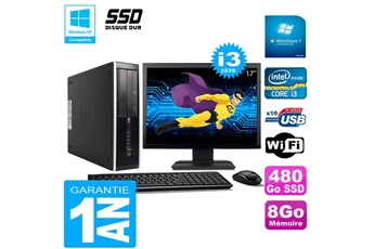 PC De Bureau HP PC HP Compaq Pro 6300 Sff I3-3220 8Go 480Go SSD Graveur Dvd WiFi W7 Ecran 17"