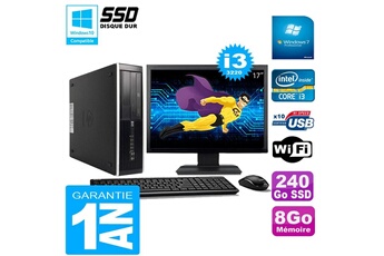 PC De Bureau HP PC HP Compaq Pro 6300 Sff I3-3220 8Go 240Go SSD Graveur Dvd WiFi W7 Ecran 17"