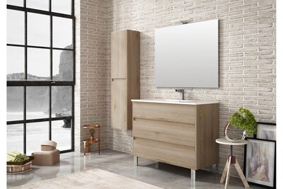 Meuble Salle De Bain Mennza Ensemble De Salle De Bain Tenerife 100cm Bois Clair Darty