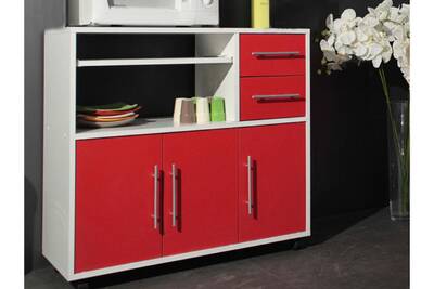 Meuble De Cuisine Mermillodporret Meuble Desserte Blanc Rouge 3