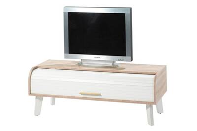 Meuble Tv Simmob Meuble Tv Vintage En Bois Blanc Avec Rideau