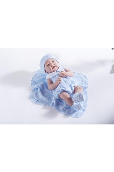 Poupée Berenguer All-vinyl la newborn doll in blue knit outfit with blanket. Real boy!